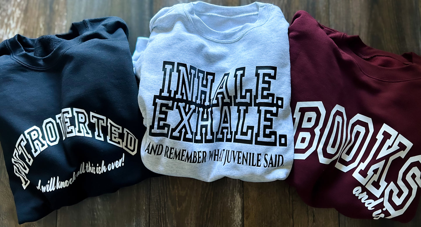 "BOOKS and ish" Sweatshirt (Wine)