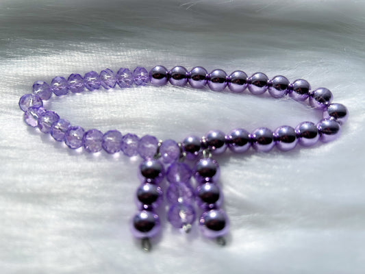 Purple Mixed Media Beaded Anklet