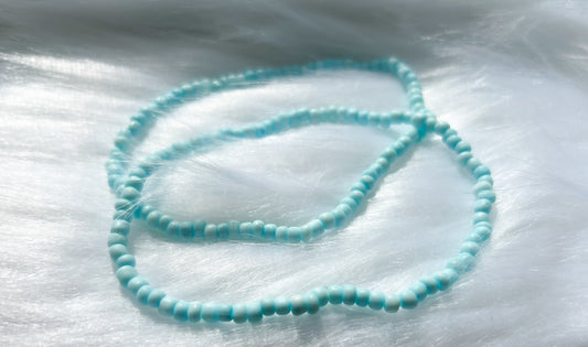 Aqua Blue Beaded Anklet Set