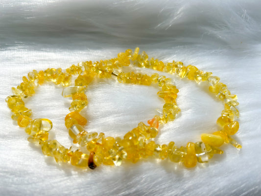 Yellow Quartz Beaded Anklets