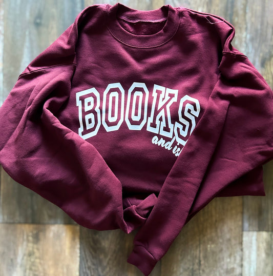 "BOOKS and ish" Sweatshirt (Wine)